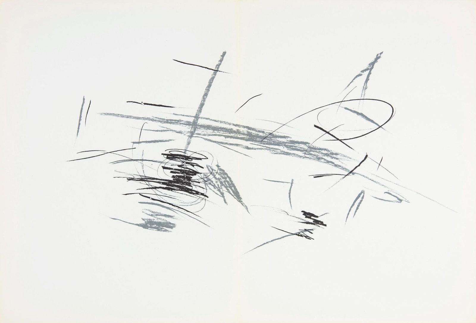 Jean Bazaine, Composition, Derriere le miroir, Limited Edition Lithograph: Lithograph on velin paper. Paper size: 15 x 22 inches. Excellent condition, with centerfold, as issued. Inscription: Unsigned and unnumbered, as issued. Notes: From Derriere le miroir, N deg 197, 1972