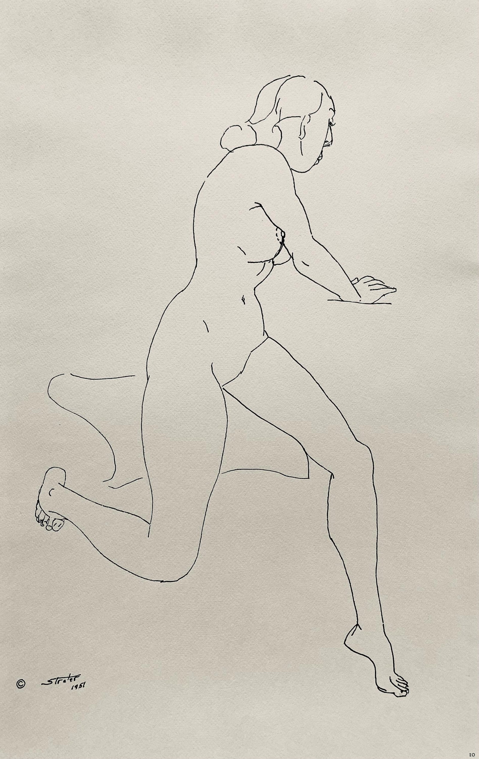 Henry Strater, Composition, 24 Drawings by Henry Strater, Limited Edition Lithograph: Lithograph on velin paper. Signed in the plate and unnumbered, as issued. Paper size: 20.5 x 13.5 inches. Excellent condition. Notes: From the folio, 24 Drawings by Henry Strater, 1963. Published by H