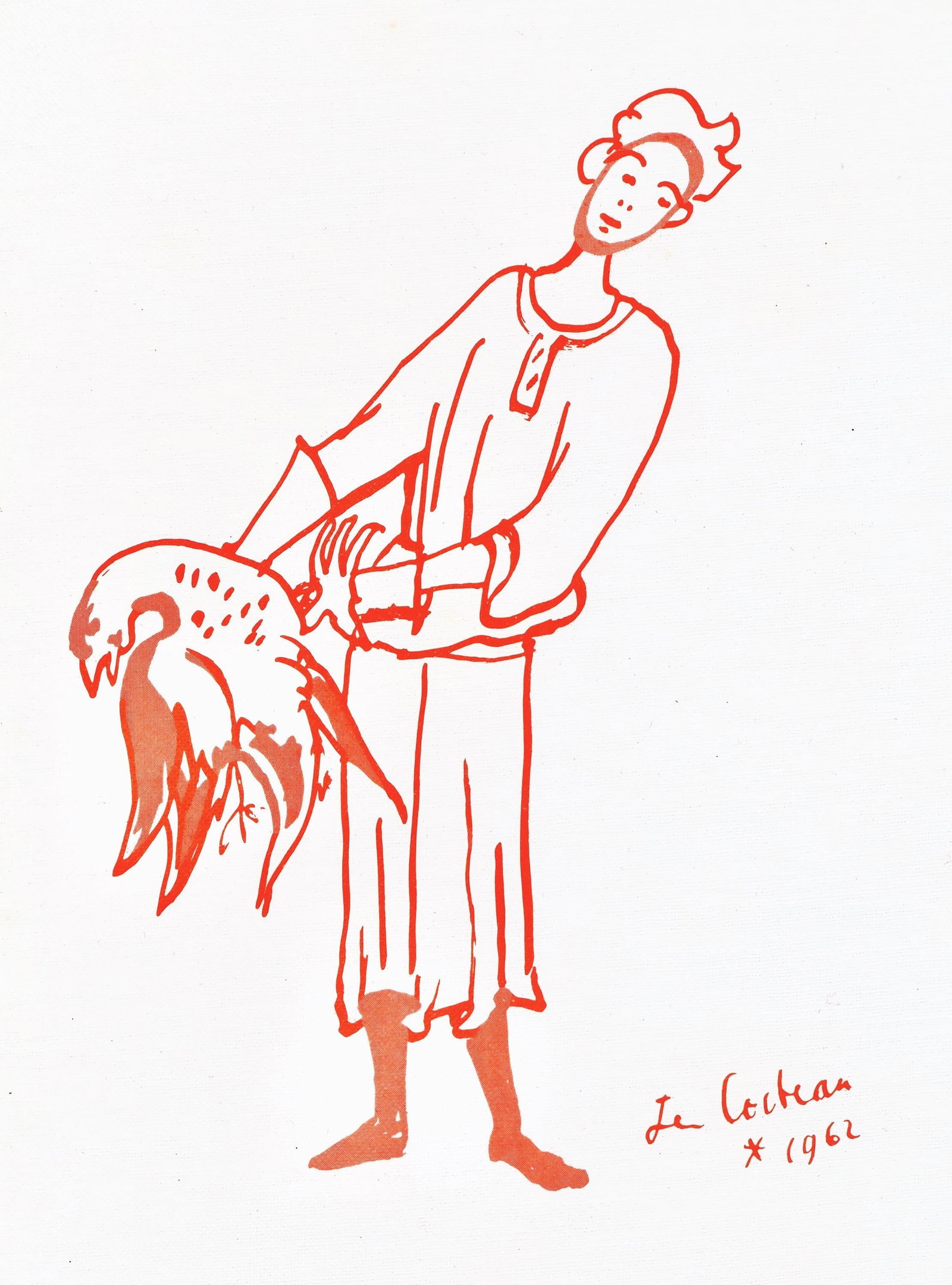 Jean Cocteau, Untitled, from Recipes for a Friend, illustrations by Jean Cocteau, Limited Edition: Jean Cocteau (1889-1963); Sans titre (Untitled), 1964. Lithograph on papier de toile enduit paper. Paper size 12 x 9.45 inches. Signed in the plate and unnumbered, as issued. Printed and published by
