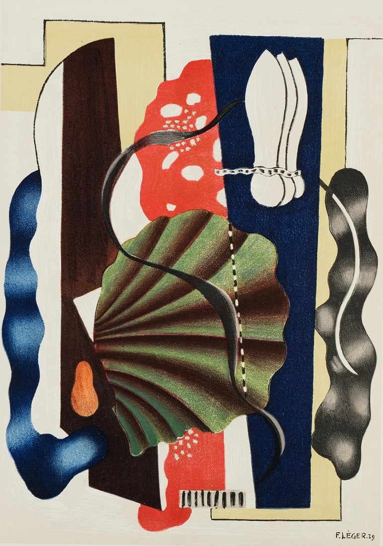 Fernand Leger, Composition, Derriere le miroir, Limited Edition Lithograph: Lithograph on velin paper. Paper Size: 15 x 11 inches. Excellent condition. Inscription: Unsigned and unnumbered, as issued. Notes: From Derriere le miroir, N deg 79-80-81, 1955. Published by Aime