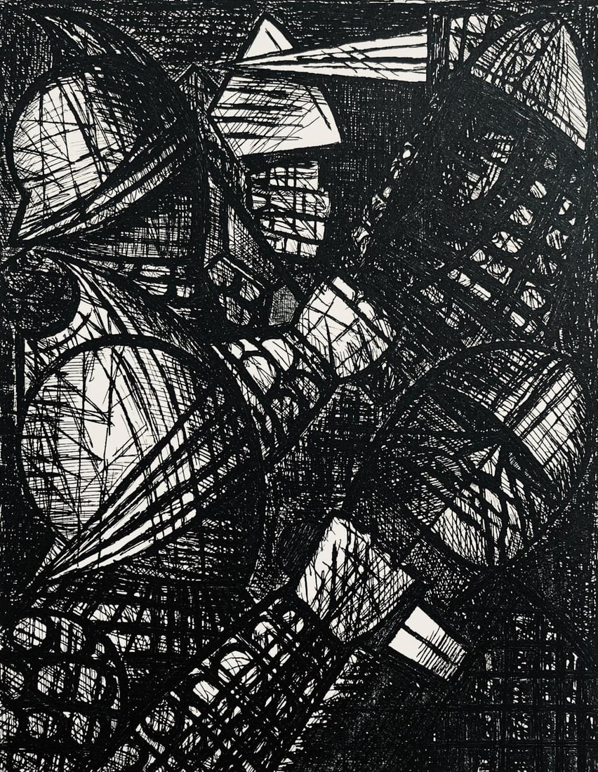 Marcel Gromaire, Le Combat, Scene XXV, Shakespeare, Macbeth, Eaux-fortes de Gromaire, Limited: Etching on velin de Rives paper. Unsigned and unnumbered, as issued. Paper Size: 16 x 12 inches. Excellent condition. Notes: From the folio, Shakespeare, Macbeth, Eaux-fortes de Gromaire, 1958. Publis