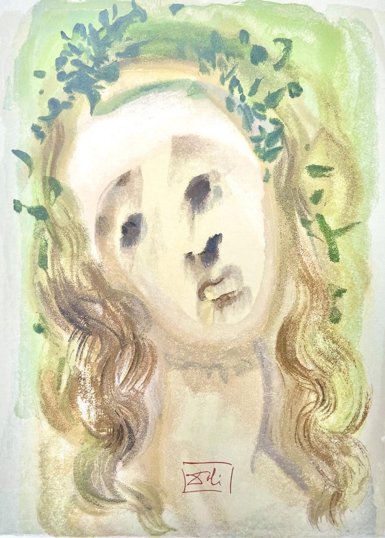 Salvador Dali, Fegefeuer X (Michler/Lopsinger 1039-1138; Field 189-200), Die Gottliche Komodie,: Woodcut in colors on velin de Rives BFK paper, mounted on velin d'Arches support, as issued. Paper size: 13 x 10.375 inches. Inscription: Signed in the block, and unnumbered, as issued. Catalogue rais