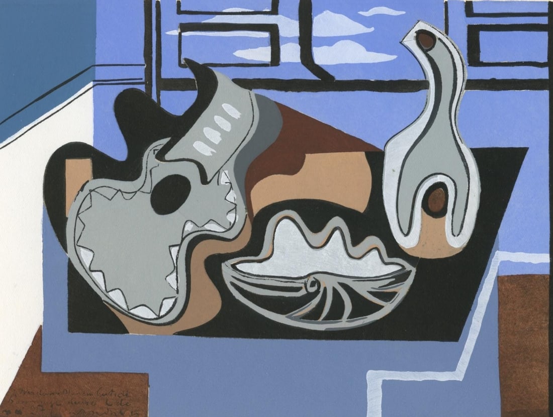 Louis Marcoussis, Composition, L'Art Cubiste, Theories et Realistions, Limited Edition Lithograph: Lithograph and stencil on velin paper. Paper size: 8.27 x 10.83 inches. Excellent condition. Inscription: Unsigned and unnumbered, as issued. Notes: From the album, L'Art Cubiste, Theories et Realisat