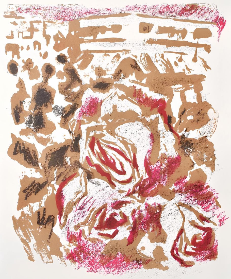 Alexandre Garbell, Composition, Œuvres completes d'Albert Camus, Limited Edition Lithograph: Lithograph on velin d'Arches filigrane paper. Paper Size: 11 x 8.5 inches. Excellent condition. Inscription: Unsigned and unnumbered, as issued. Notes: From the volume, Œuvres completes d'Albert Camu