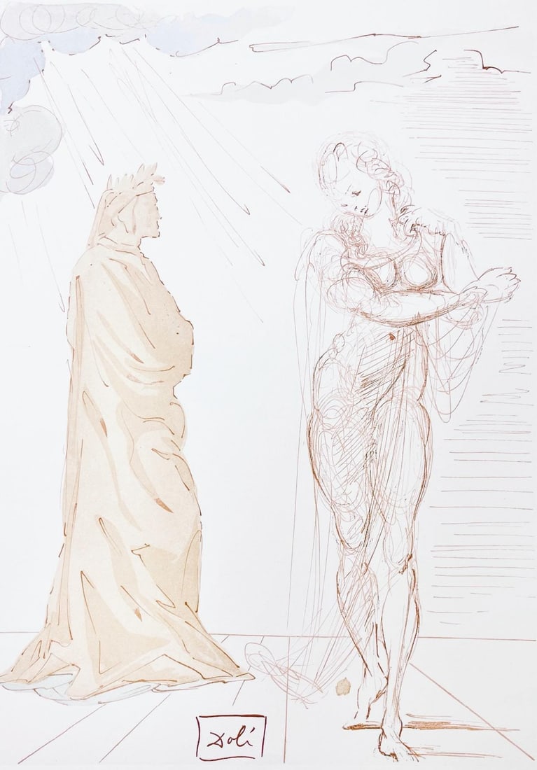 Salvador Dali, Holle II (Michler/Lopsinger 1039-1138; Field 189-200), Die Gottliche Komodie, Signed,: Woodcut in colors on velin de Rives BFK paper, mounted on velin d'Arches support, as issued. Paper size: 13 x 10.375 inches. Inscription: Signed in the block, and unnumbered, as issued. Catalogue rais