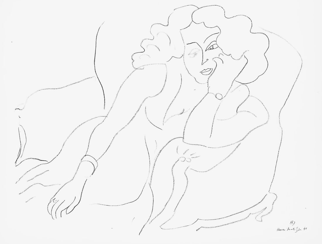 Henri Matisse, Serie B, var. 7 (Duthuit 9), Henri Matisse, Dessins, Themes et variations, Limited: Lithograph on velin pur fil paper. Inscription: Signed in the plate and unnumbered, as issued. Paper Size: 9.625 x 12.875 inches. Catalogue raisonne references: Matisse, Henri, et al. Henri Matisse: C