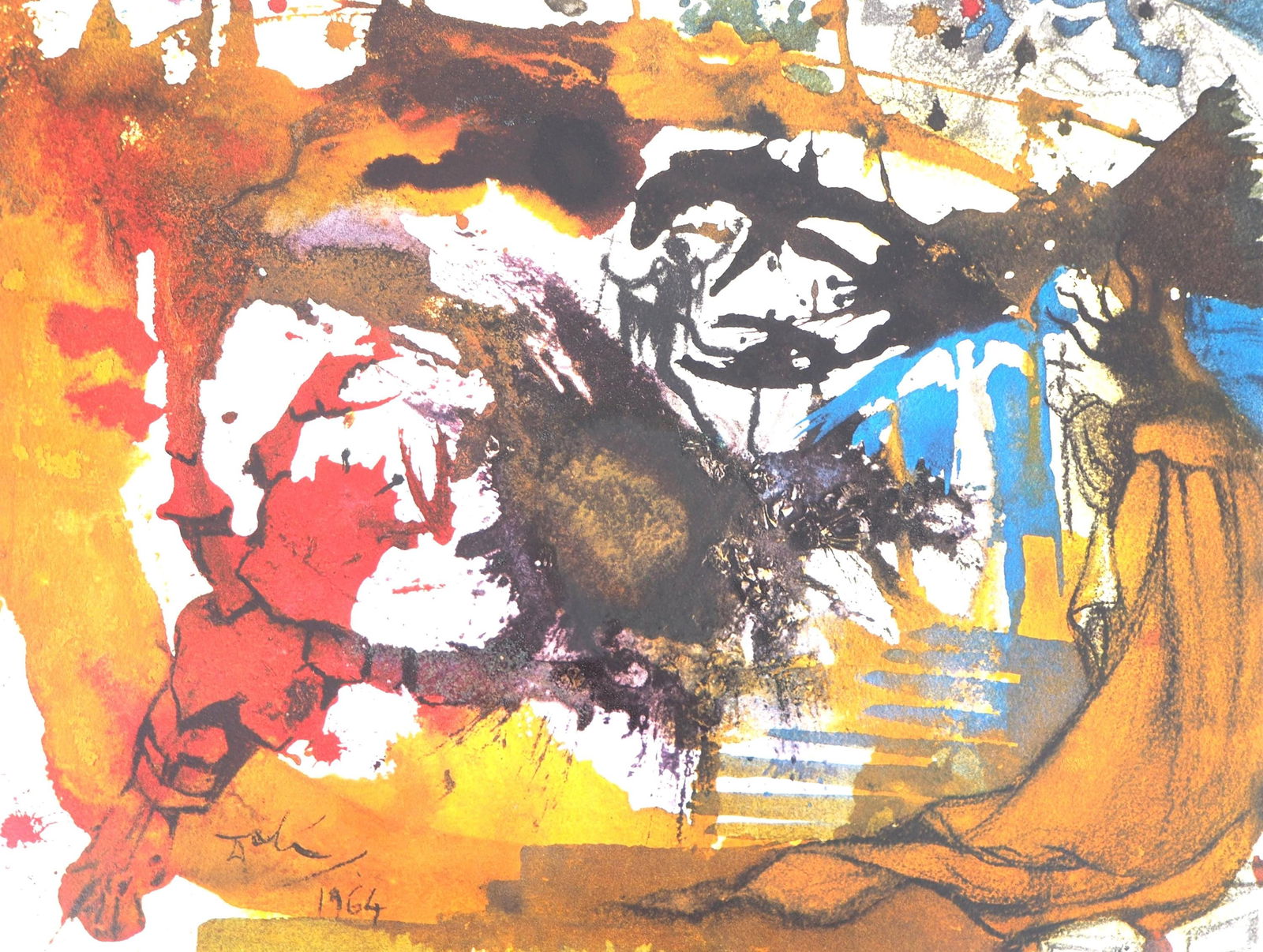 Salvador Dali, Composition (Michler/Lopsinger 1600; Field 69-3), Biblia Sacra, Limited Edition: Lithograph in colors on velin Fabriano charta ex meris pannis "ab alveo" manu fabricata, perlucidis figuris intexta paper. Paper size: 13.75 x 19 inches. Inscription: Signed in the plate and unnumbere