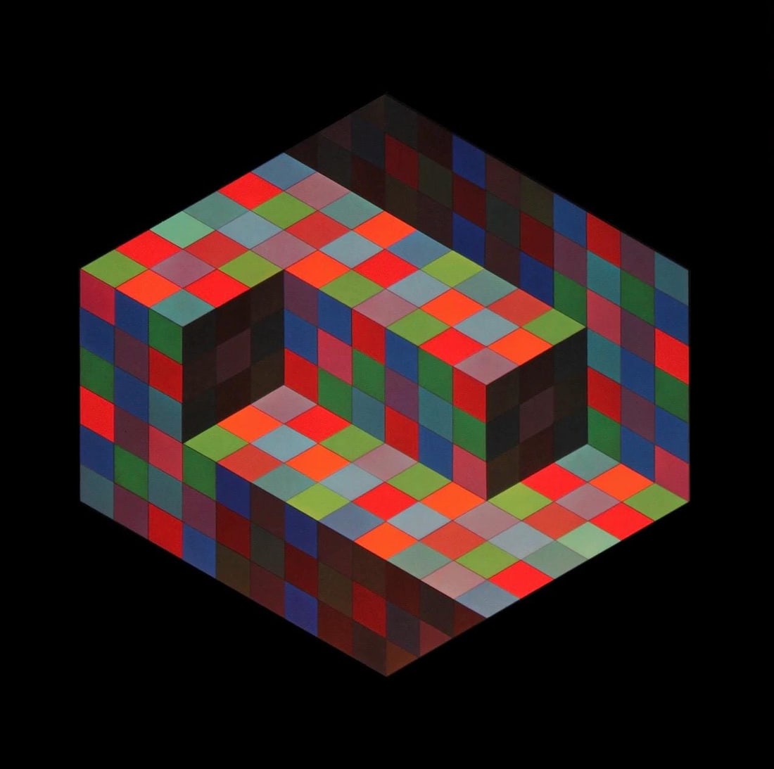 Victor Vasarely, Composition, Hommage a Hexagone, Limited Edition Heliogravure (1 of 4)