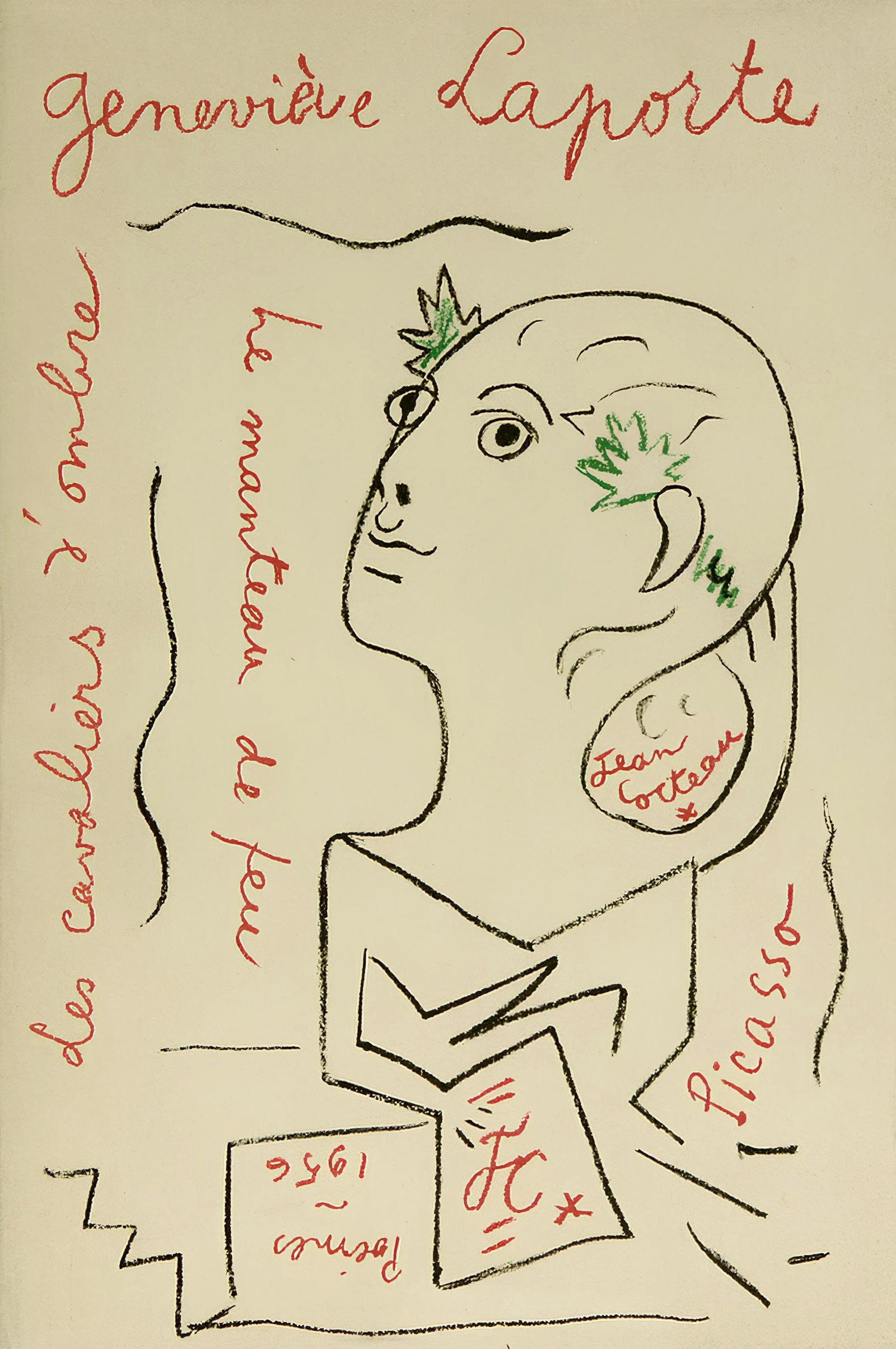 Jean Cocteau, Composition, Sous le Manteau de Feu, Limited Edition Lithograph (1 of 4)
