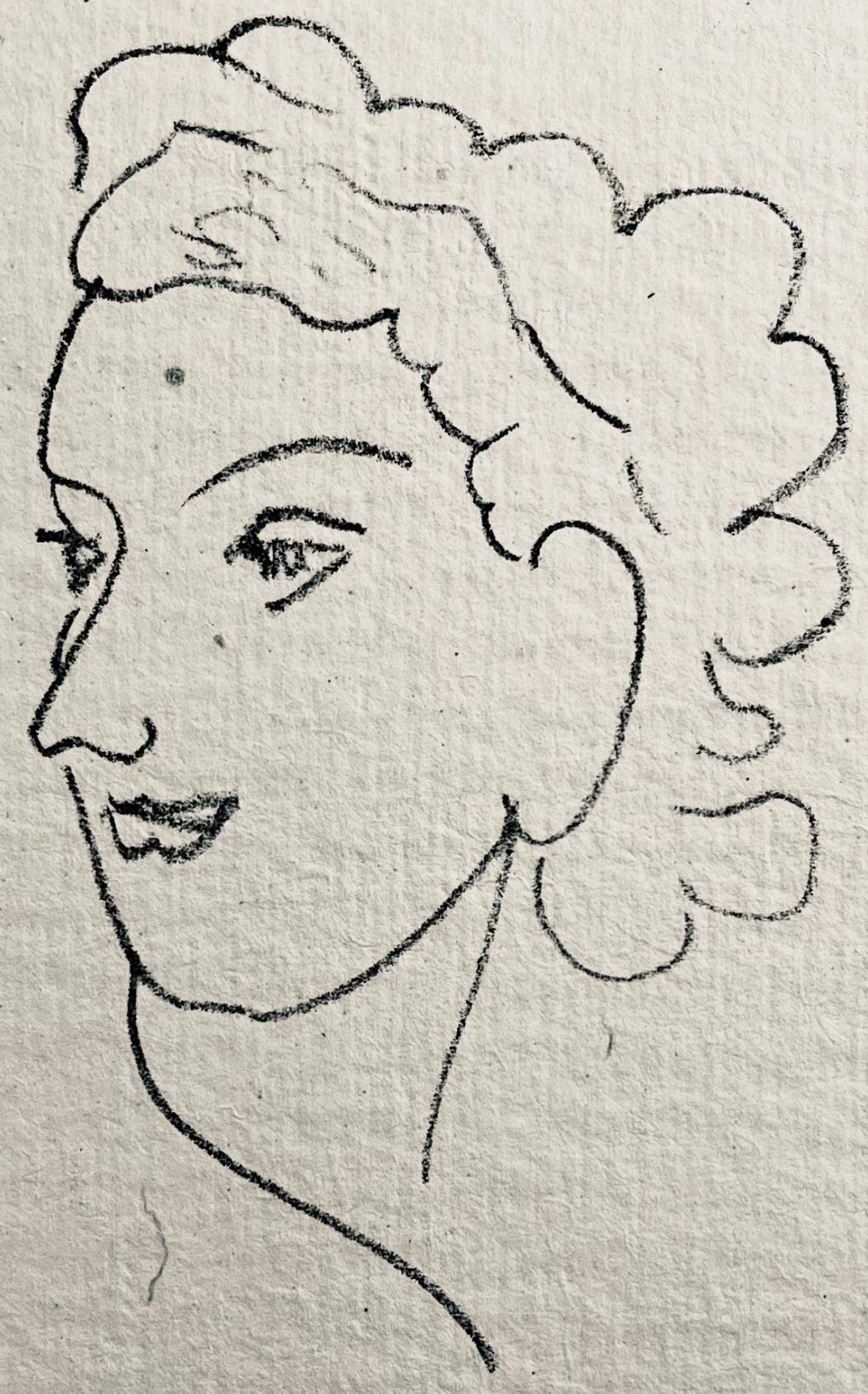 Henri Matisse, Lithographie III (Duthuit 20), Repli, Gravures de Henri Matisse, Limited Edition: Lithograph on velin a la forme des papeteries d'Arches paper. Unsigned and unnumbered. Paper Size: 10 x 6.375 inches. Excellent condition. Notes: From the volume, Repli, Gravures de Henri Matisse,