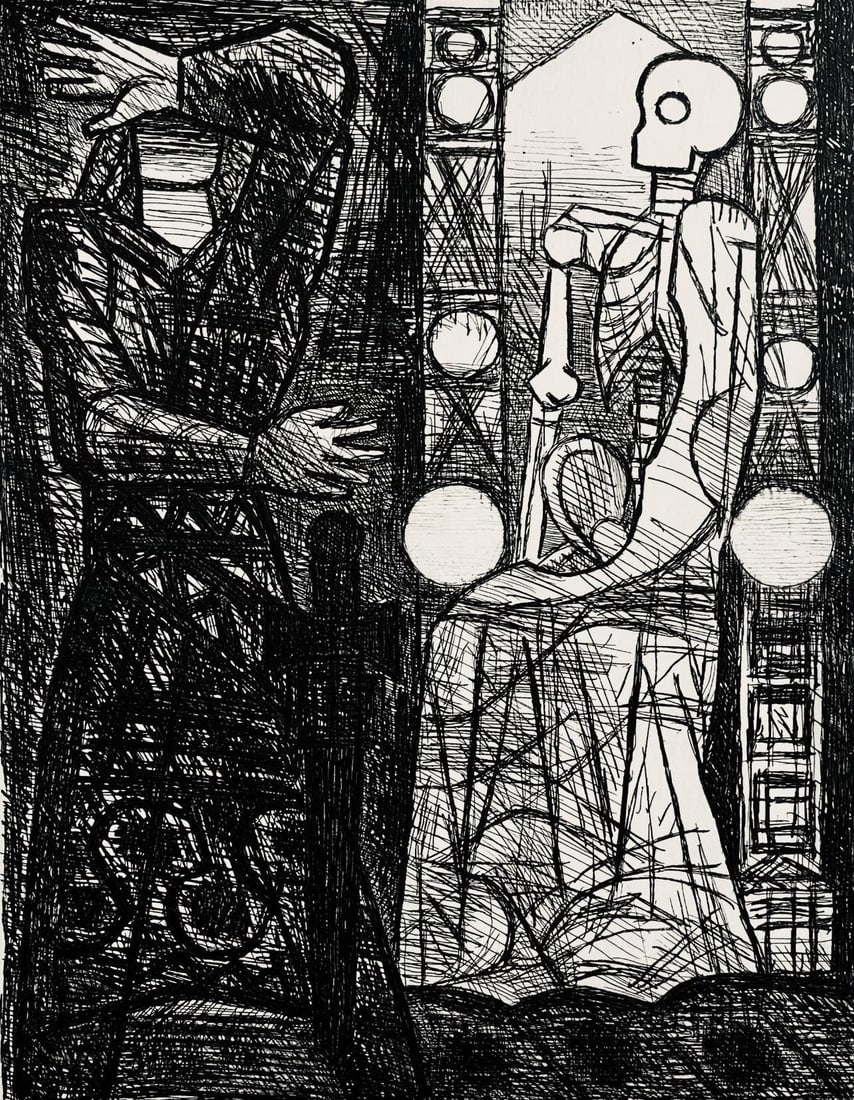 Marcel Gromaire, Le Spectre De Banquo, Scene XIII, Shakespeare, Macbeth, Eaux-fortes de Gromaire, (1 of 4)