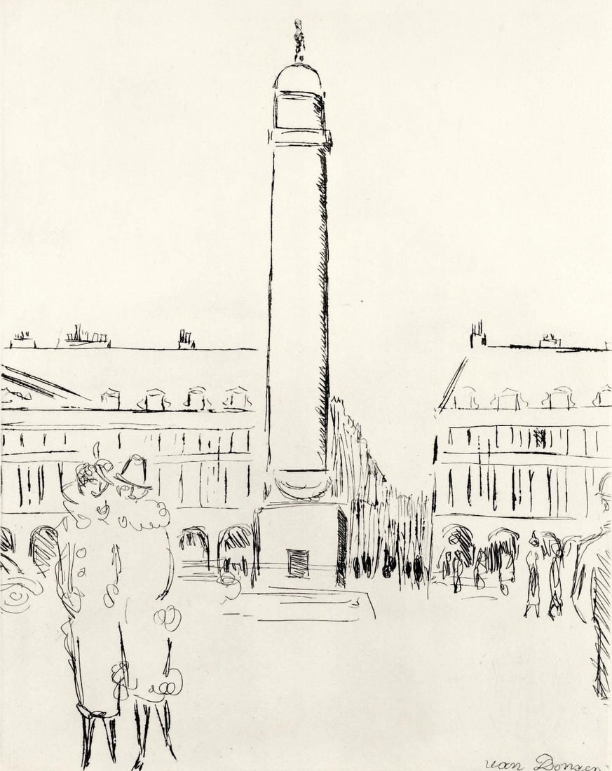Kees van Dongen, Place Vendome, A La gloire a Paris, Limited Edition Etching (1 of 4)