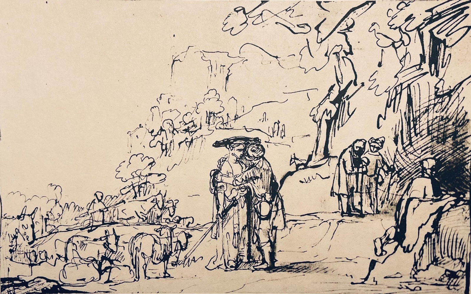Rembrandt van Rijn, Jacob and Rachel, Drawings from the Bible, Limited Edition Collotype (1 of 4)
