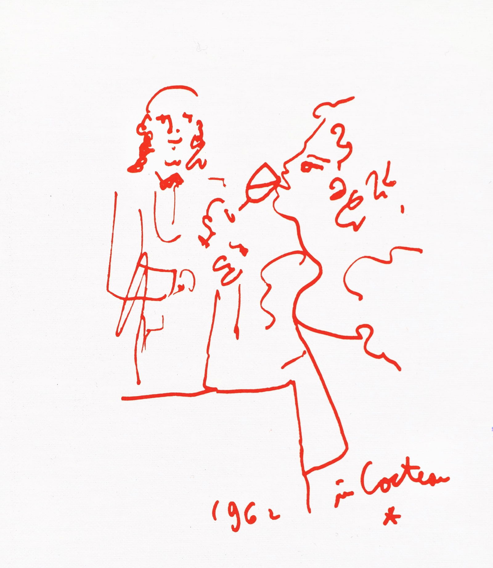 Jean Cocteau, Untitled, from Recipes for a Friend, illustrations by Jean Cocteau, Limited Edition: Jean Cocteau (1889-1963); Sans titre (Untitled), 1964. Lithograph on papier de toile enduit paper. Paper size 12 x 9.45 inches. Signed in the plate and unnumbered, as issued. Printed and published by