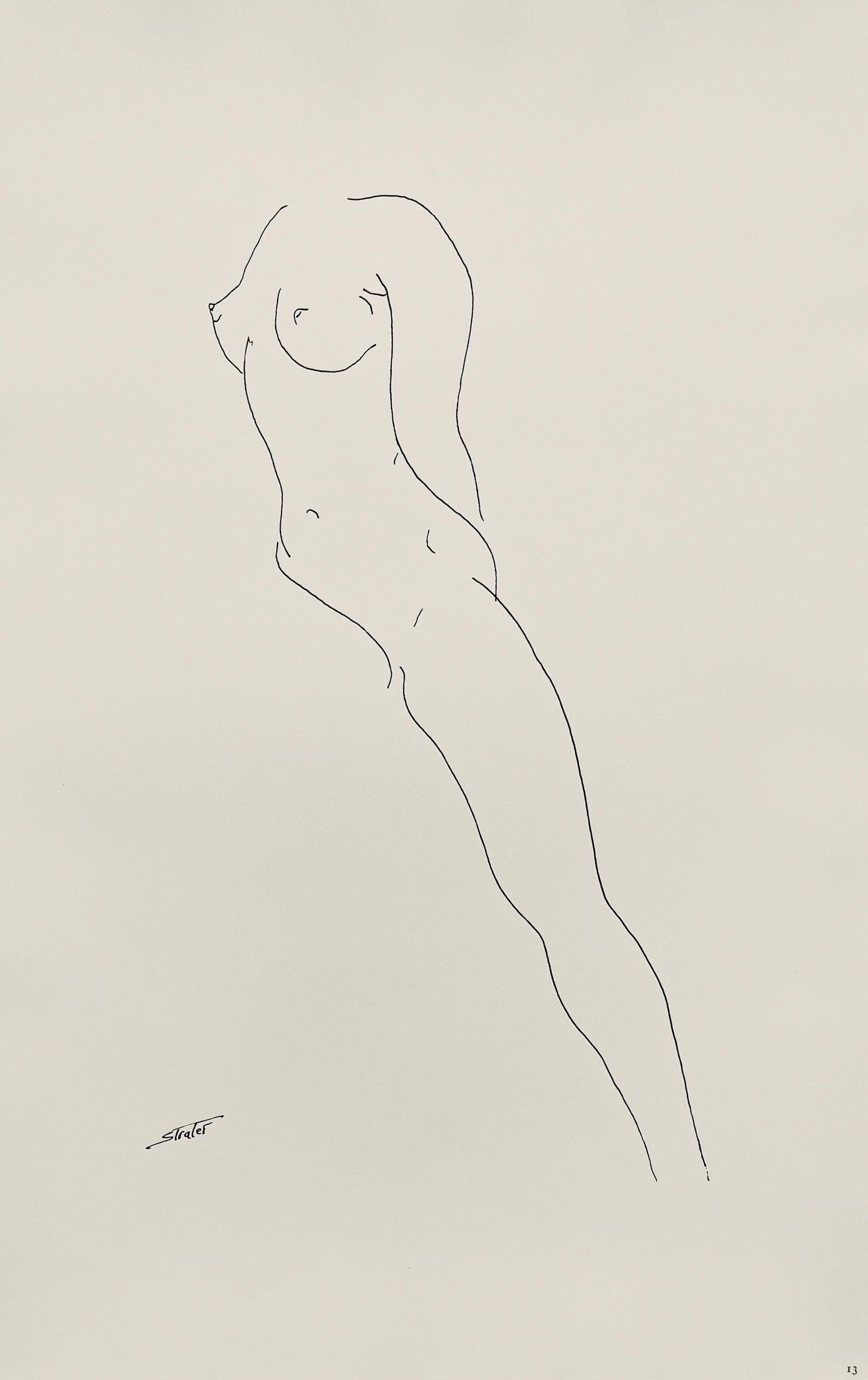 Henry Strater, Composition, 24 Drawings by Henry Strater, Limited Edition Lithograph: Lithograph on velin paper. Signed in the plate and unnumbered, as issued. Paper size: 20.5 x 13.5 inches. Excellent condition. Notes: From the folio, 24 Drawings by Henry Strater, 1963. Published by H