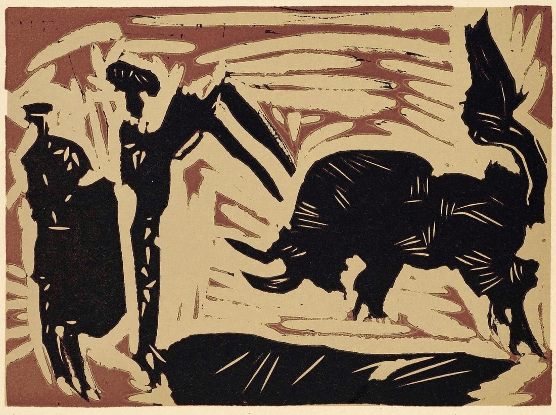 Pablo Picasso, Les banderilles (Orozco 214), Grabados al linoleo, Limited Edition Linocut (1 of 4)