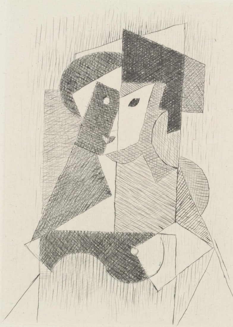Jean Metzinger, Femme a sa Toilette (Metzinger, AM-18-013), Du cubisme, Limited Edition Etching: Etching on velin du Lana Papiers Speciaux pur fil paper. Paper Size: 10.0625 x 8.25 inches. Excellent condition. Inscription: Unsigned and unnumbered, as issued. Notes: From the album, Du cubisme, 194