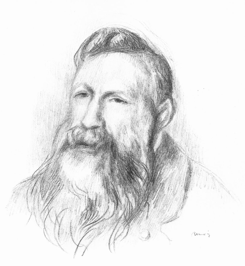 Pierre-Auguste Renoir, Auguste Rodin, Les Lithographies de Renoir, Limited Edition Lithograph: Lithograph on grand velin Renage filigrane a la marque de l'editeur paper. Inscription: Signed in the plate and unnumbered, as issued. Paper Size: 12.5 x 9.5 inches; image size: 11.02 x 8.27 inches.