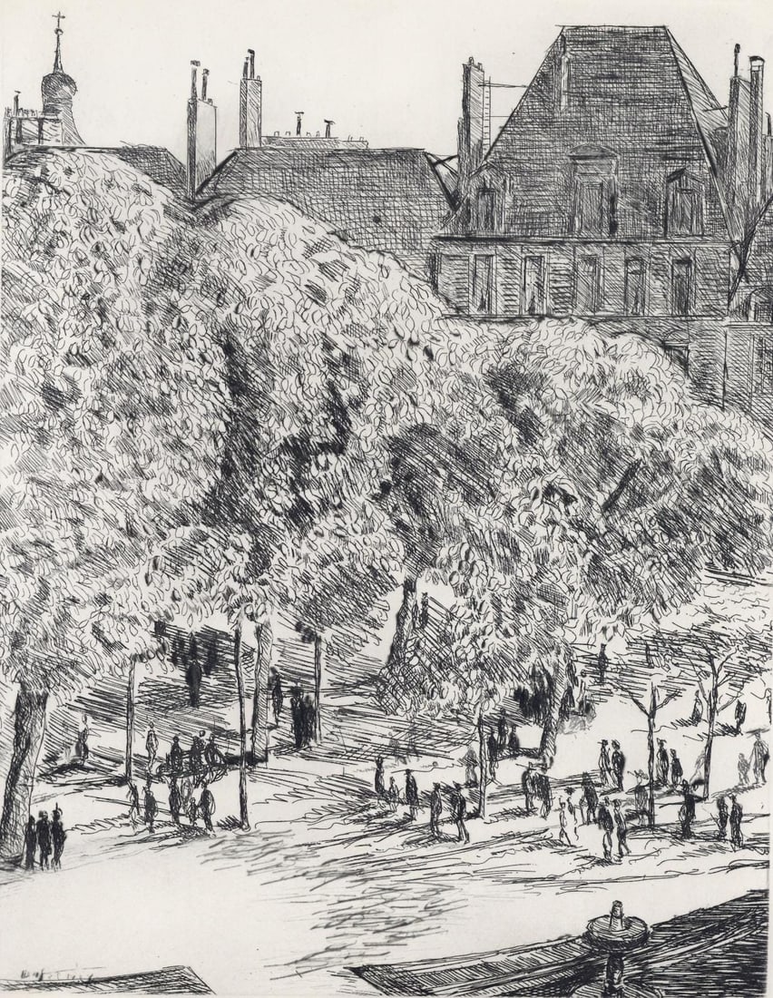 Georges Dufrenoy, Placement Des Vosges, A La gloire a Paris, Limited Edition Etching (1 of 4)