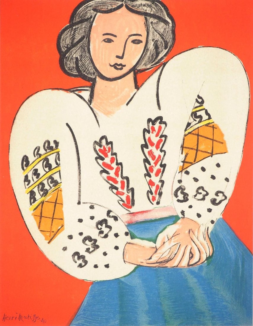 Henri Matisse, Madame M.P., Portraits par Henri Matisse, Limited Edition Lithograph: Lithograph on velin paper, mounted on velin paper backing sheet, as issued. Paper Size: 12 x 9.25 inches; image size: 10.24 x 7.87 inches. Inscription: Signed in the plate and unnumbered, as issued. C