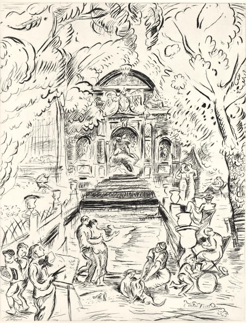Achille-Emile Othon Friesz, Medici Fountain, Luxembourg Gardens, Paris, A La gloire a Paris, Limited (1 of 4)