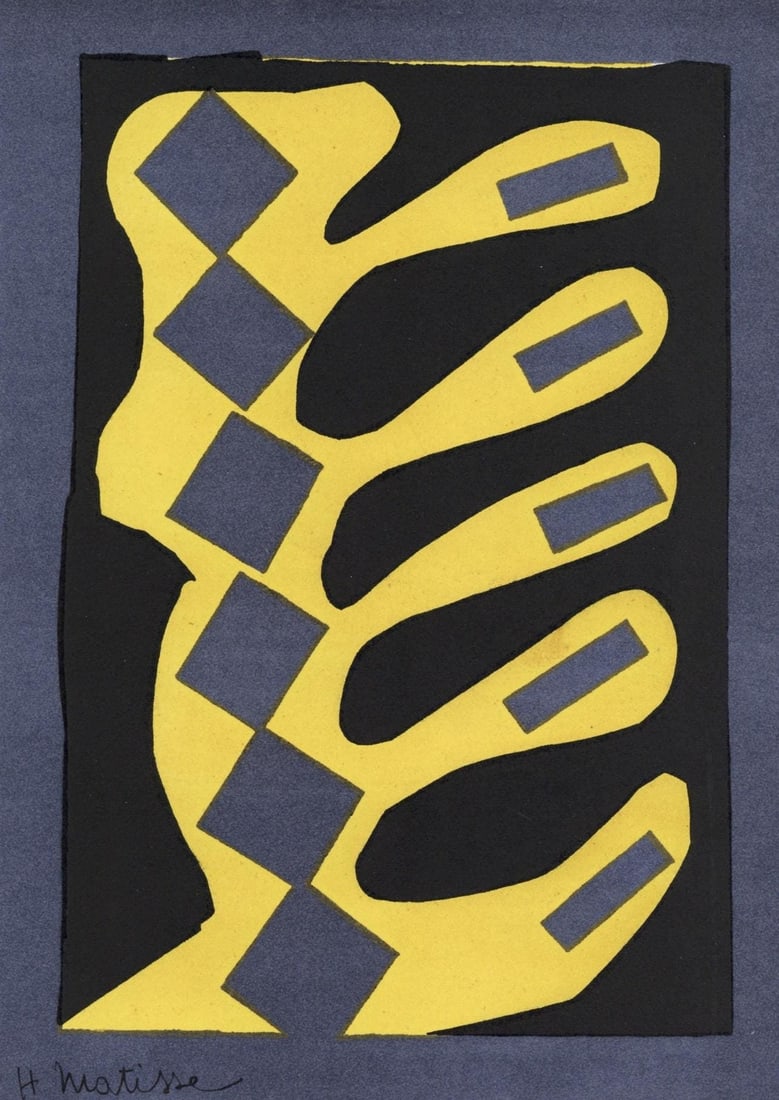 Henri Matisse, Decoupage, XXe siecle, Limited Edition Lithograph: Lithograph on velin paper. Paper Size: 12.5 x 9.75 inches. Excellent condition. Inscription: Unsigned and unnumbered, as issued. Notes: From the volume, XXe Siecle, n deg4, 1954. Published and printed