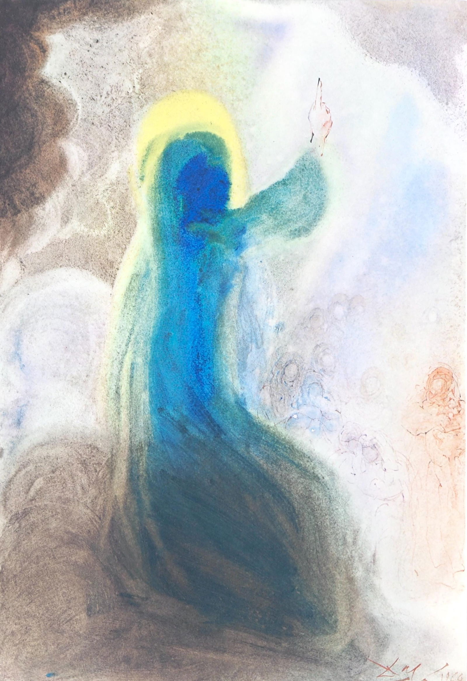 Salvador Dali, Composition (Michler/Lopsinger 1600; Field 69-3), Biblia Sacra, Limited Edition: Lithograph in colors on velin Fabriano charta ex meris pannis "ab alveo" manu fabricata, perlucidis figuris intexta paper. Paper size: 19 x 13.75 inches. Inscription: Signed in the plate and