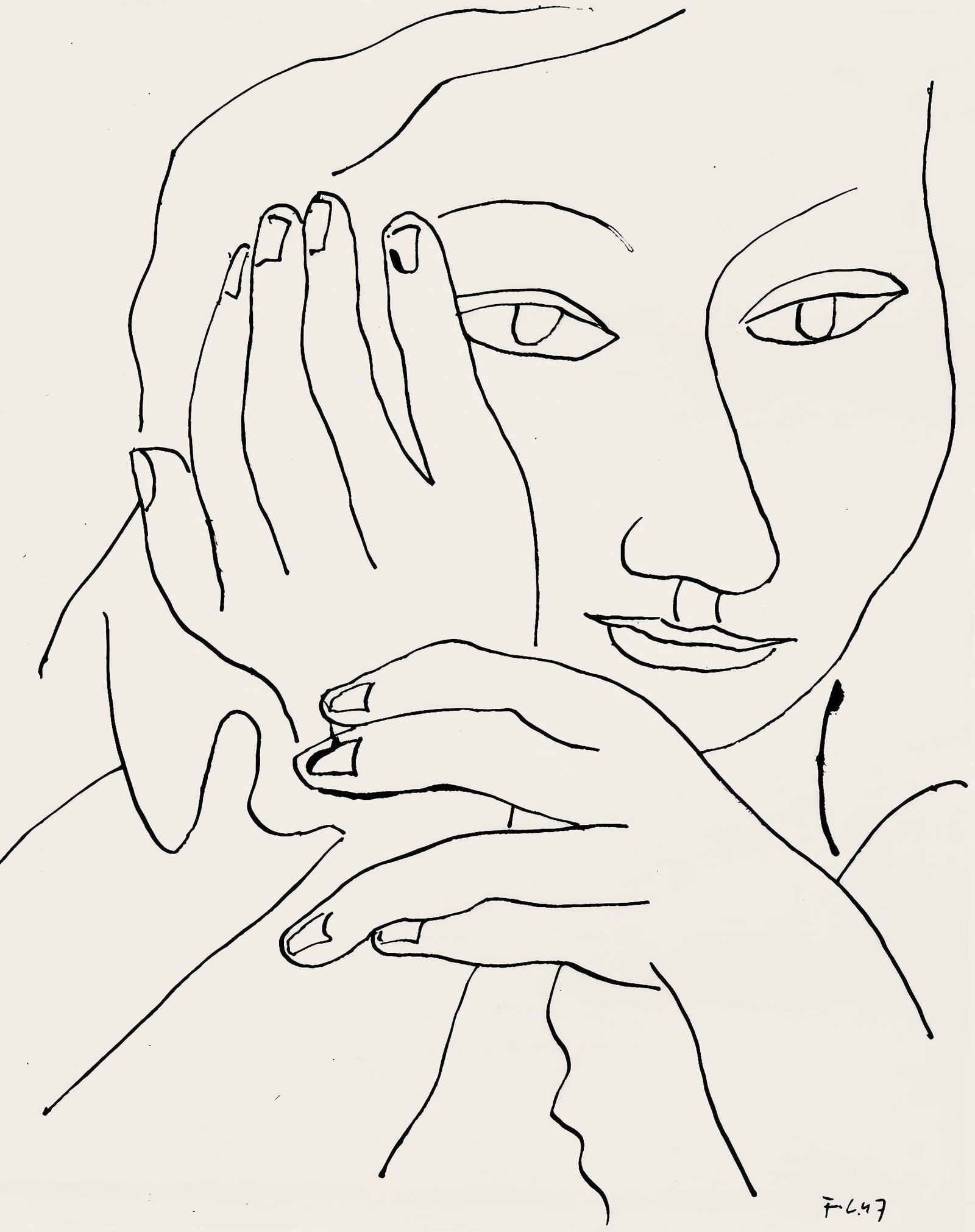 Fernand Leger, Composition, Levers de rideau sur la question du bonheur, Limited Edition Lithograph: Lithograph on velin blanc Grillet et Feau paper. Paper Size: 12.6 x 9.84 inches. Excellent condition. Inscription: Unsigned and unnumbered, as issued. Notes: From the volume, Levers de rideau sur la q