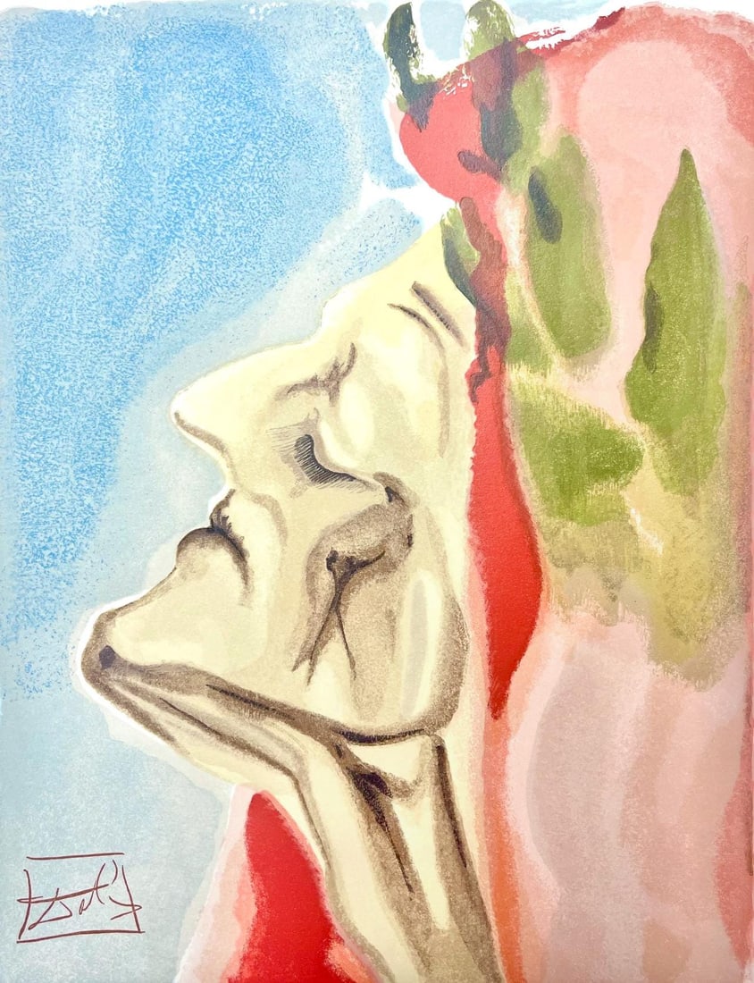 Salvador Dali, Paradies VII (Michler/Lopsinger 1039-1138; Field 189-200), Die Gottliche Komodie,: Woodcut in colors on velin de Rives BFK paper, mounted on velin d'Arches support, as issued. Paper size: 13 x 10.375 inches. Inscription: Signed in the block, and unnumbered, as issued. Catalogue rais