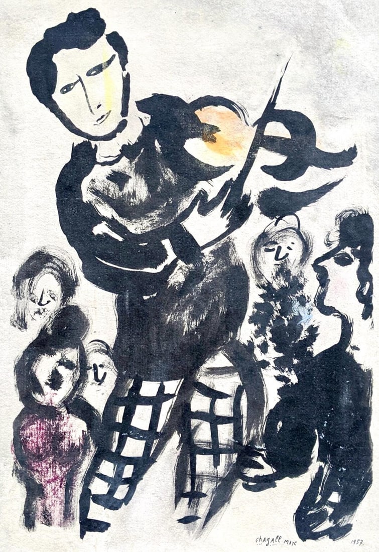 Marc Chagall, Composition, Couleur amour, Limited Edition Lithograph: Lithograph and stencil on velin papier a la cuve du Moulin Richard de Bas specialement filigrane pour cette edition paper. Paper size: 19.69 x 15.75 inches. Excellent condition. Signed in the plate an