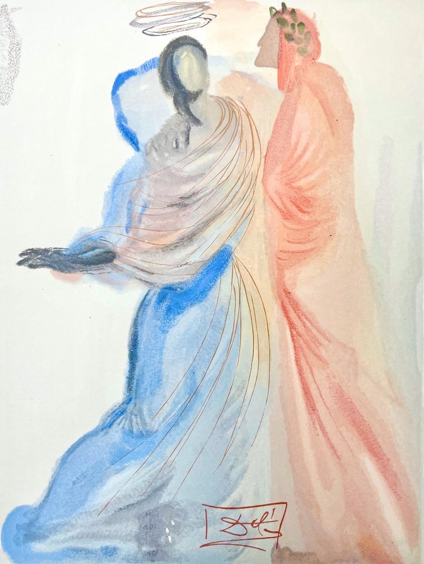 Salvador Dali, Paradies XVIII (Michler/Lopsinger 1039-1138; Field 189-200), Die Gottliche Komodie,: Woodcut in colors on velin de Rives BFK paper, mounted on velin d'Arches support, as issued. Paper size: 13 x 10.375 inches. Inscription: Signed in the block, and unnumbered, as issued. Catalogue rais