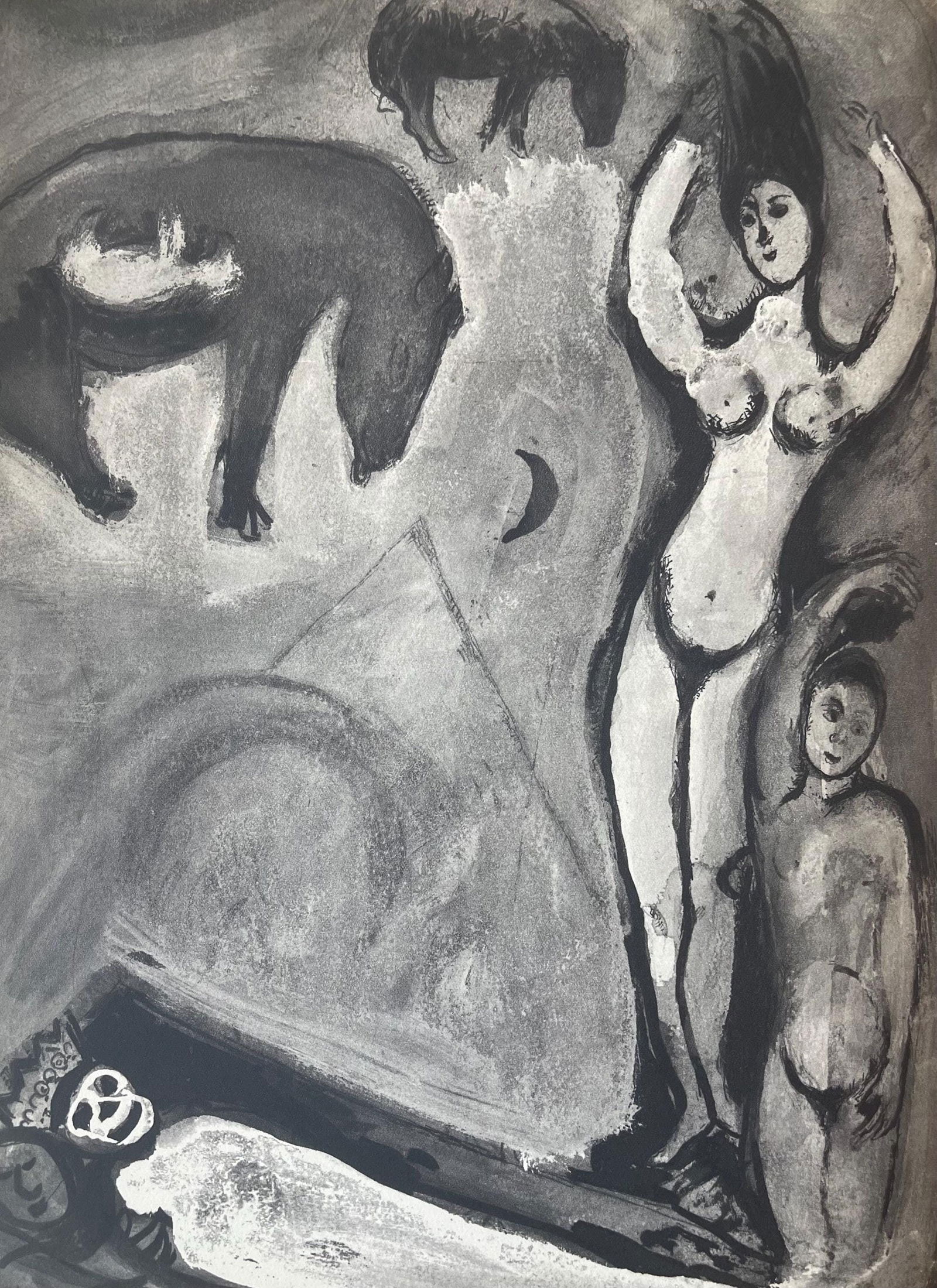 Marc Chagall, Composition, Contes de Boccace, Verve: Revue Artistique et Litteraire, Limited Edition: Lithograph on velin des Papeteries du Marais paper. Unsigned and unnumbered. Paper Size: 13.94 x 10.31 inches. Excellent condition. Notes: From the volume, Verve: Revue Artistique et Litteraire, Vol.