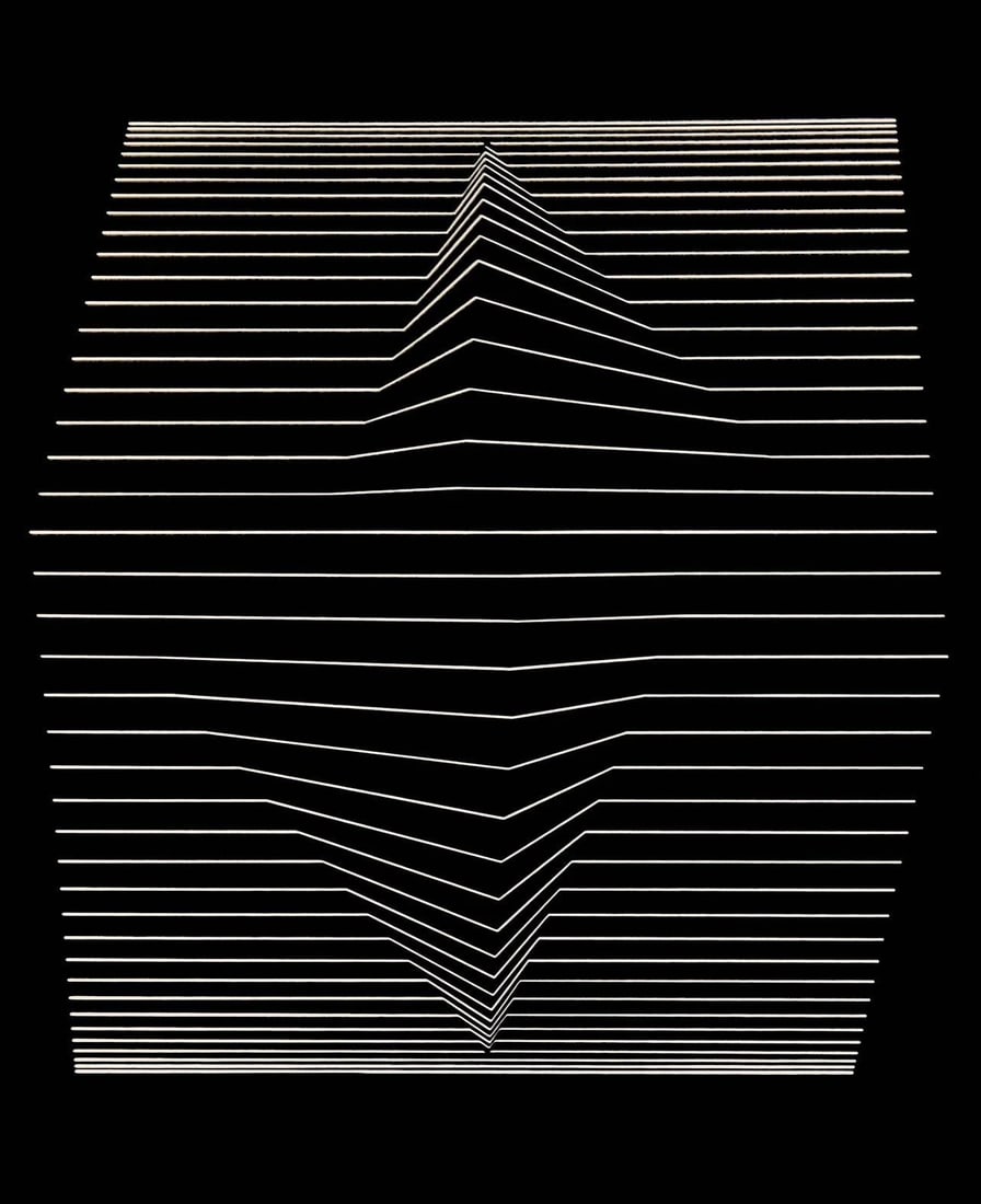 Victor Vasarely, Composition, Ondulatoires, Limited Edition Heliogravure: Heliogravure on 280 gm M2 gloss paper. Paper Size: 11.61 x 9.25 inches. Excellent condition. Notes: From the folio, Ondulatoires, 1973. Published and printed by Editions du Griffon, Neuchatel, Switzer