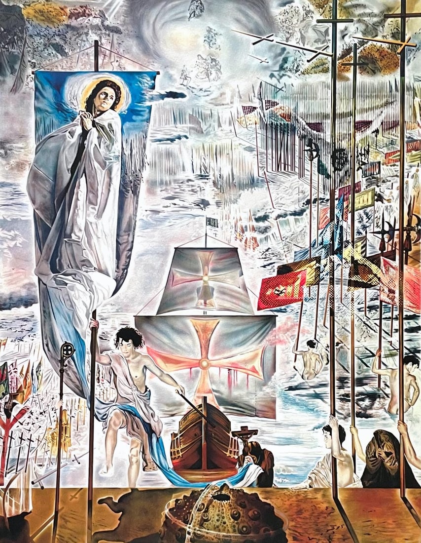 Salvador Dali, La decouverte de l'Amerique par Christophe Colomb, Signed, Limited Edition Archival: Archival pigment print on velin paper. Paper Size: 24 x 18 inches. Inscription: Fac-simile signed and numbered, as issued. Condition: Excellent. Notes: Published and printed by Max-Inter, Ltd., Burban