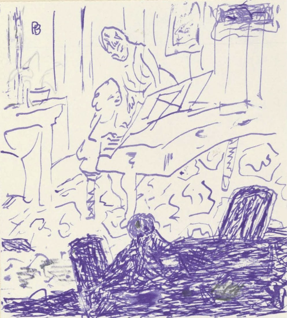 Pierre Bonnard, Composition (Terrasse 54), Pierre Bonnard Correspondences, Limited Edition: Lithograph on velin d'Arches paper, mounted on velin d'Arches supporting sheet, as issued. Inscription: Unsigned and unnumbered. Paper Size: 12 x 8.5 inches. Excellent condition. Notes: From the album