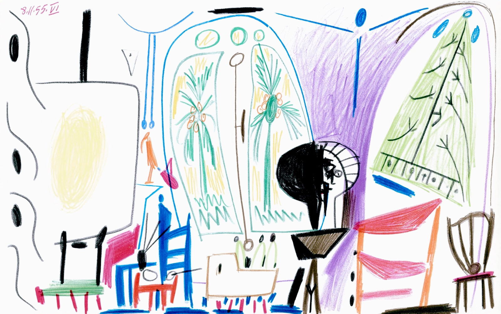 Pablo Picasso, Composition (Cramer 101), Carnet de la Californie, Limited Edition Collotype: Collotype on velin d'Arches paper. Paper size: 10.375 x 16.5 inches. Inscription: Unsigned and unnumbered, as issued. Catalogue raisonne reference: Goeppert, Sebastian, et al. Pablo Picasso, the Illus