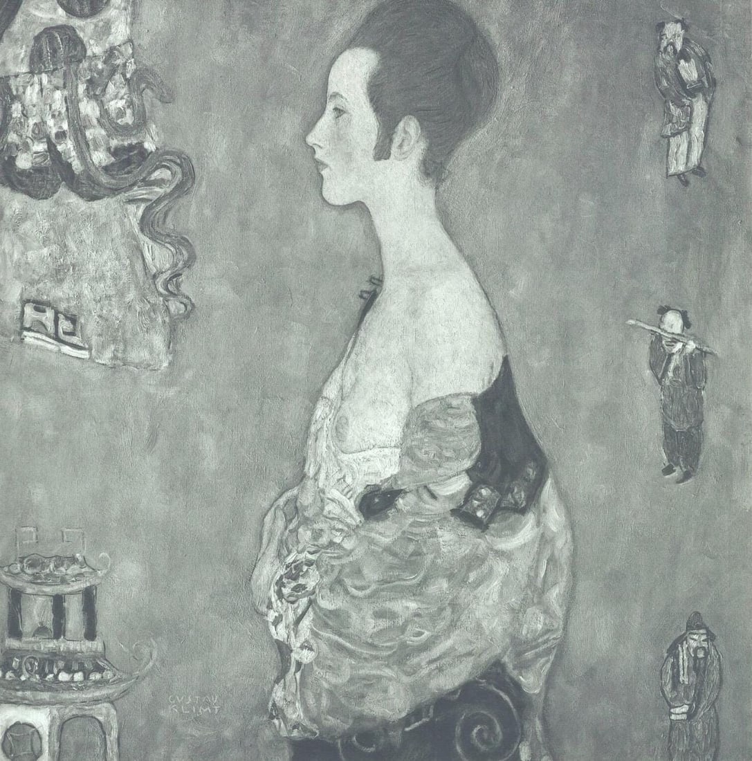 Gustav Klimt, Madchen im Profil, from Eine Nachlese, Limited Edition Heliogravure and Collotype,: Heliogravure and collotype on velin paper. Paper size: 18.86 x 17.91 inches, overall; 11.73 x 11.57 inches, image size. Inscription: Signed in the plate, and unnumbered, as issued. Condition: Very goo