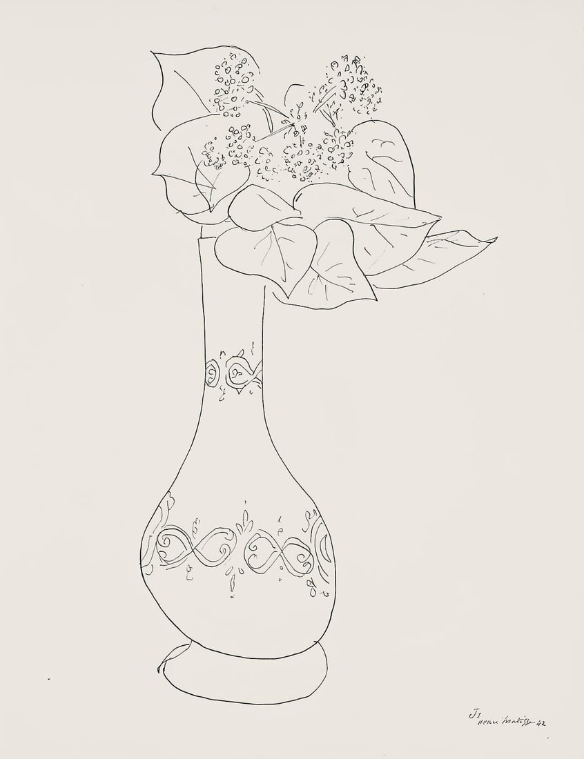 Henri Matisse, Serie J, var. 1 (Duthuit 9), Henri Matisse, Dessins, Themes et variations, Limited: Lithograph on velin pur fil paper. Paper Size: 12.875 x 9.625 inches. Excellent condition. Inscription: Signed in the plate and unnumbered, as issued. Notes: From the folio, Henri Matisse, Dessins, Th