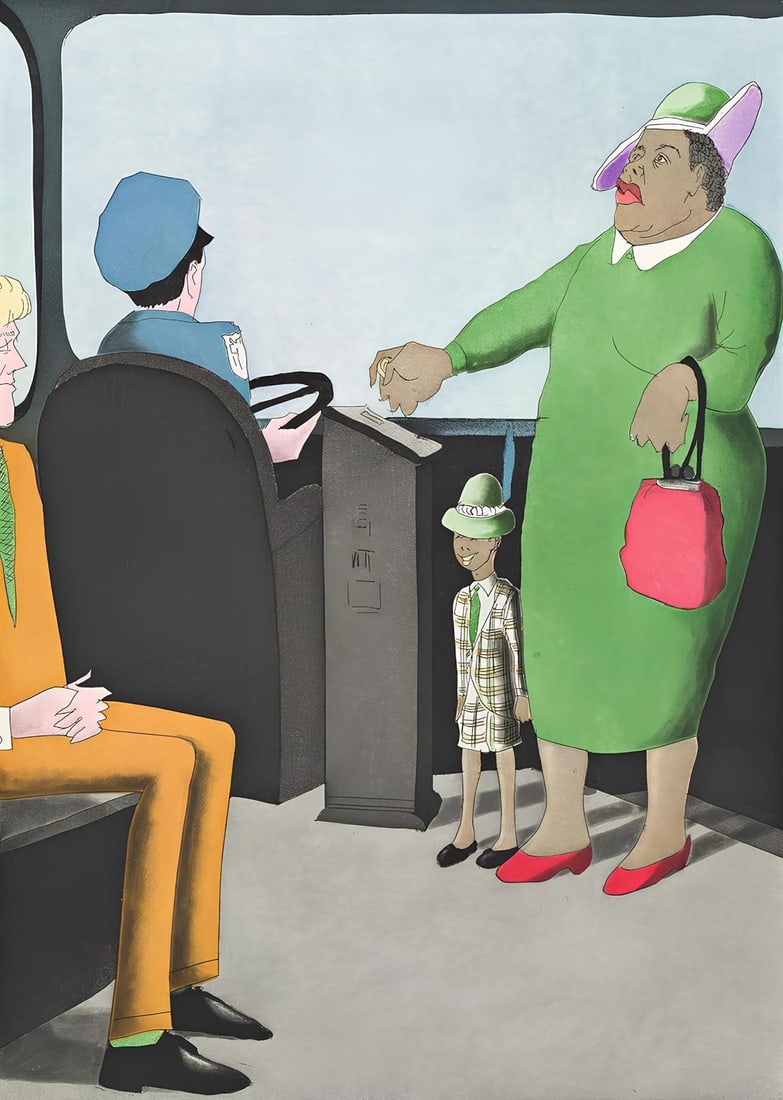 Benny Andrews, Composition, Everything That Rises Must Converge, Limited Edition Etching: Etching on velin de Rives BFK paper. Paper Size: 22 x 17 inches. Excellent condition. Inscription: Unsigned and unnumbered, as issued. Notes: From the folio, Everything That Rises Must Converge,