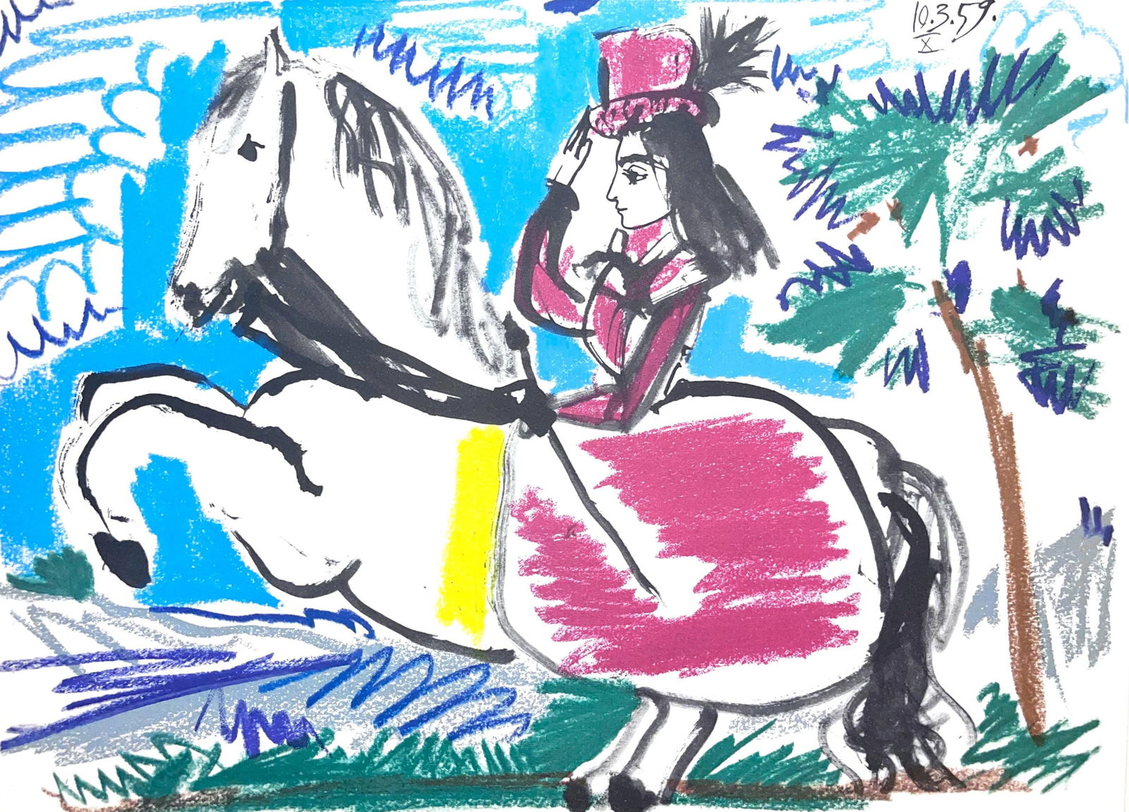 Pablo Picasso, Composition (Bloch 1276; Czwiklitzer 23), Toros y Toreros, Limited Edition Lithograph: Heliogravure on velin paper. Paper Size: 10.5 x 14.75 inches. Inscription: Unsigned and unnumbered, as issued. Notes: From the album, Pablo Picasso, Toros y toreros, 1961. Published by Les Editions Ce