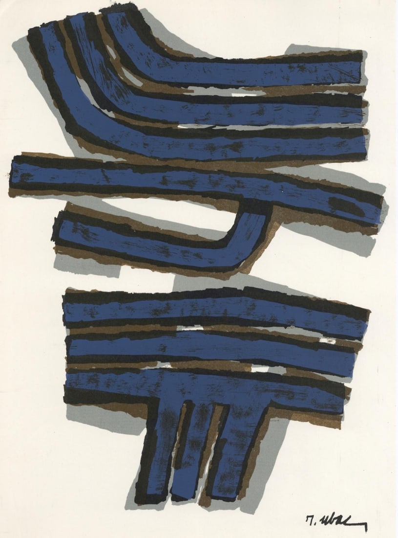 Raoul Ubac, Composition, Derriere le miroir, Limited Edition Lithograph: Lithograph on velin paper. Paper size: 15 x 11 inches. Excellent condition. Inscription: Unsigned and unnumbered, as issued. Notes: From the volume, Derriere le miroir, N deg 155, 1965. Published by