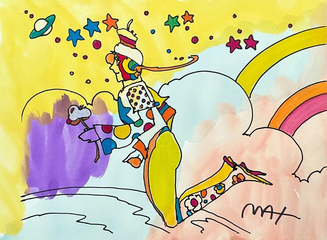 Peter Max, Superbly Free, Hand Signed, Mixed Media Watercolor and Silkscreen Painting (1 of 3)
