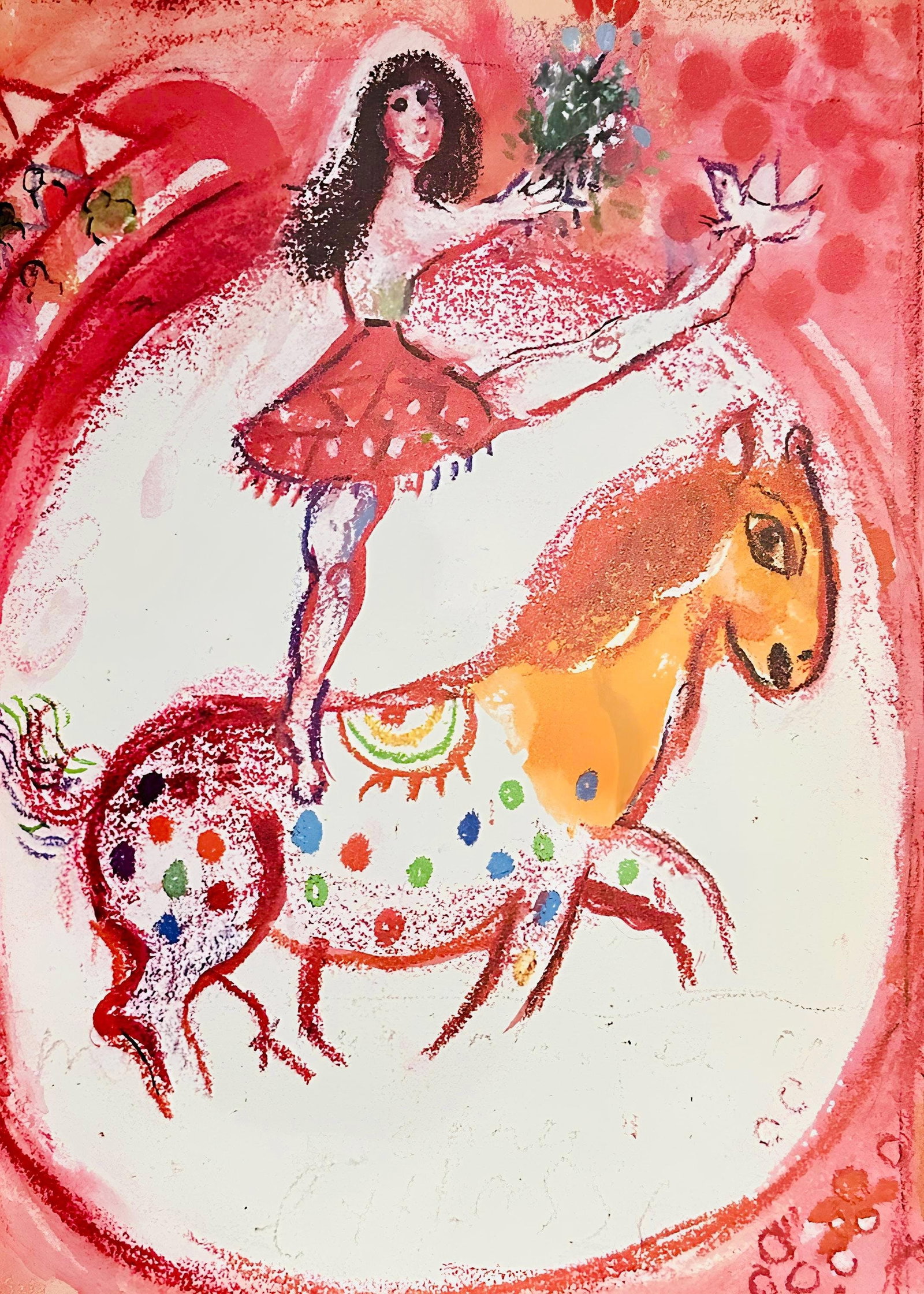Marc Chagall, Composition, Le Cirque D'Izis, avec quatre compositions originales de Marc Chagall,: Lithograph on velin paper. Paper size: 13.39 x 9.005 inches. Excellent condition. Inscription: Unsigned and unnumbered, as issued. Notes: From the album, Le Cirque D'Izis, avec quatre compositions ori
