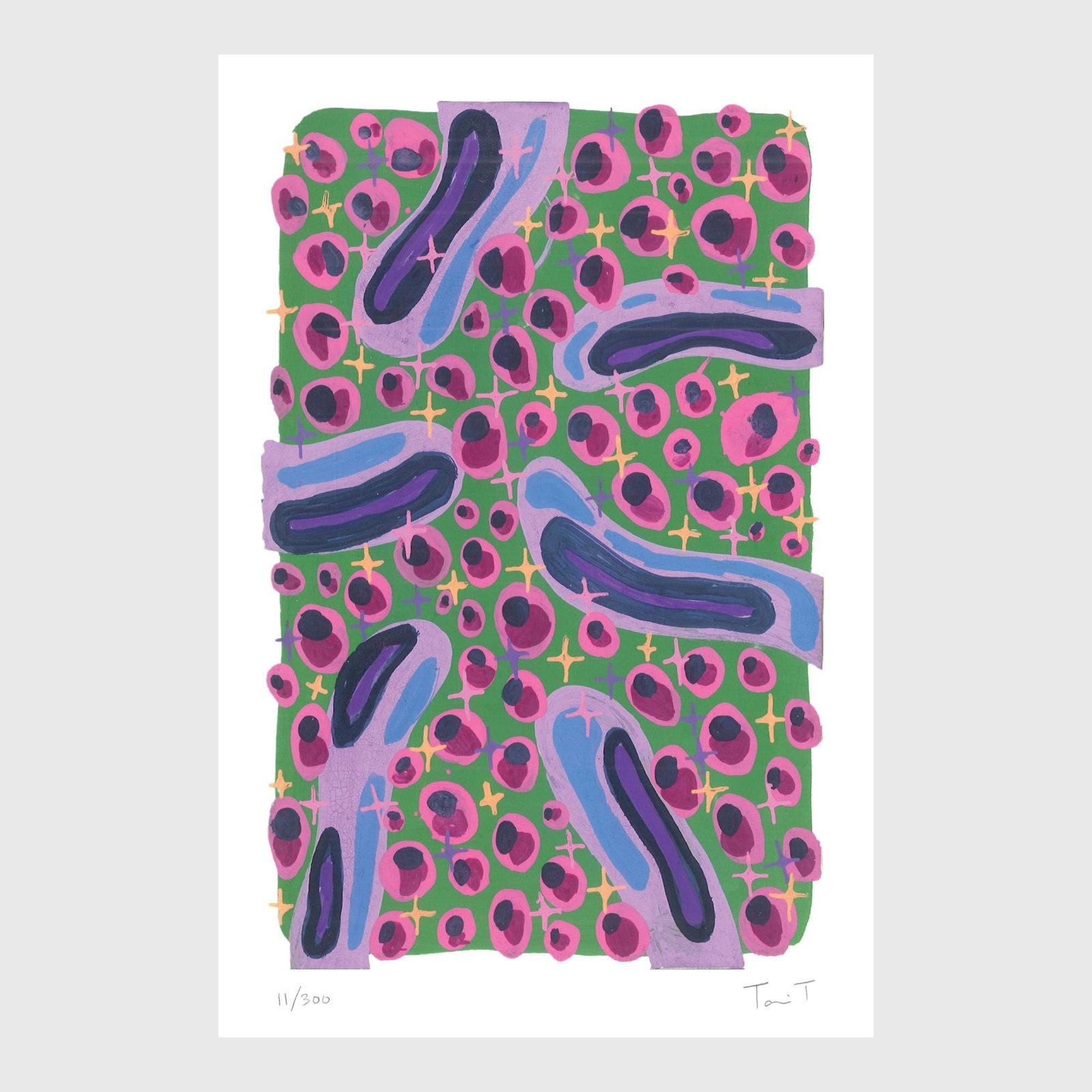 Lilac Drops with Magenta Dots: Artist: Tanvi Thakur (1996) Title: Lilac Drops with Magenta Dots, Drops With Dots Series Year: 2025 Medium: Archival Pigment Print on Paper Edition: 300 Size: 8 x 12 inches Inscription: Signed and