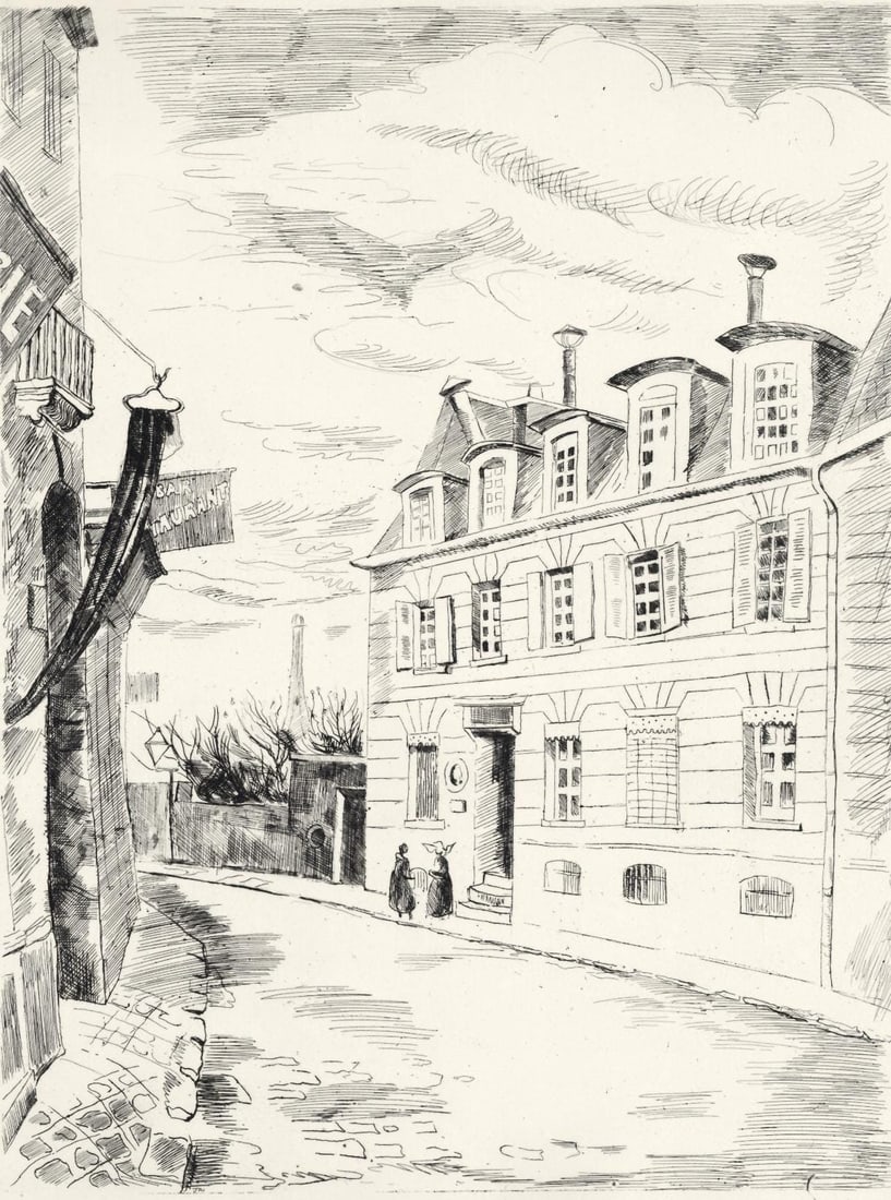 Edmond Ceria, Songes de Passy, A La gloire a Paris, Limited Edition Etching (1 of 4)
