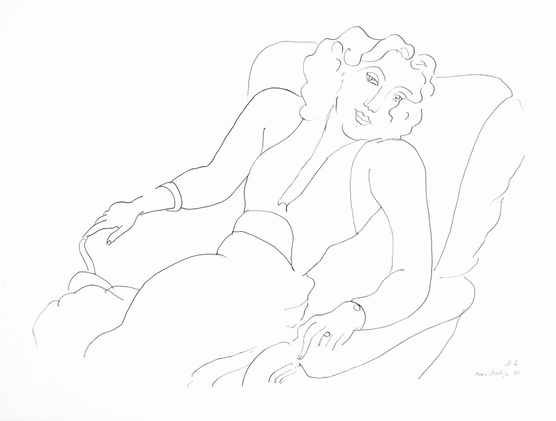 Henri Matisse, Serie B, var. 2 (Duthuit 9), Henri Matisse, Dessins, Themes et variations, Limited: Lithograph on velin pur fil paper. Inscription: Signed in the plate and unnumbered, as issued. Paper Size: 9.625 x 12.875 inches. Catalogue raisonne references: Matisse, Henri, et al. Henri Matisse: