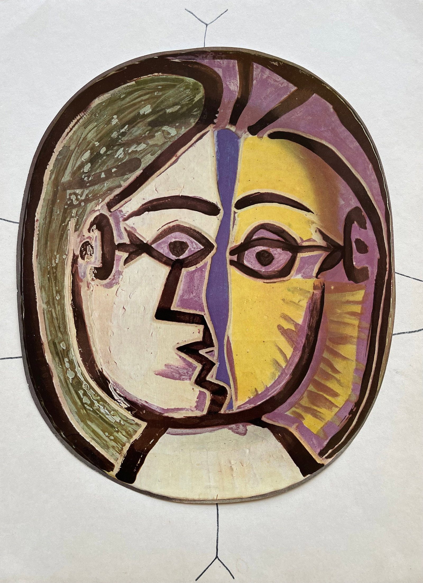 Pablo Picasso, etude pour la ceramique, Ceramiques de Picasso (Orozco 105), Limited Edition: Collotype and lithograph on velin gloss finish paper (to resemble the finish of ceramic), archivally hinged on velin paper. Unsigned and unnumbered, as issued. Paper Size: 11.25 x 15 inches. Excellent