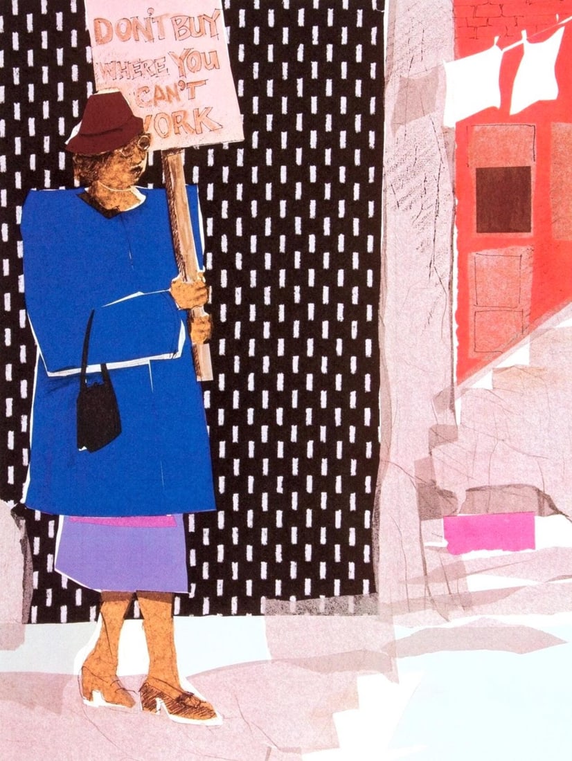 Phoebe Beasley, Mother to Son, Sunrise Is Coming After While, Limited Edition Silkscreen: Silkscreen on velin d'Arches paper. Paper Size: 14 x 11 inches. Excellent condition. Inscription: Unsigned and unnumbered, as issued. Notes: From the folio, Bookmarks in the Pages of Life, 1998. Publi