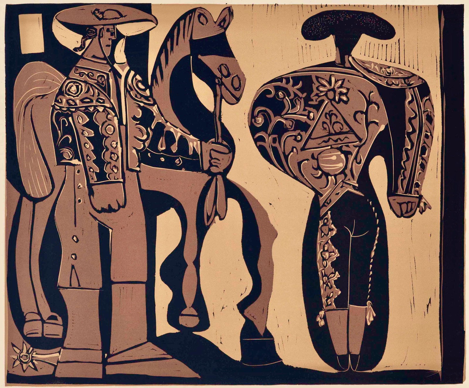 Pablo Picasso, Picador et torero (Orozco 214), Grabados al linoleo, Limited Edition Linocut (1 of 4)