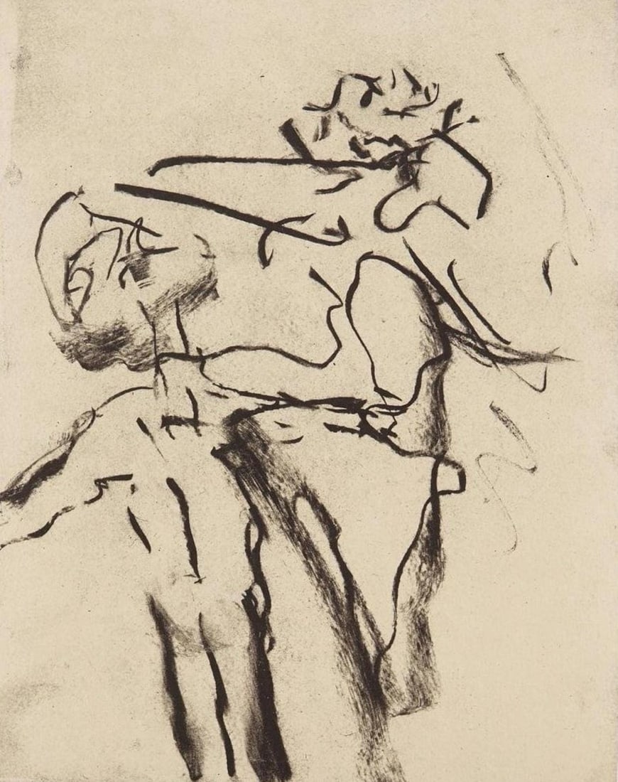 Willem de Kooning, Composition, Poems, Limited Edition Lithograph: Lithograph on papier Kitakata a la main, mounted on papier Cartiere Enrico Magnani a la main paper, as issued. Paper Size: 23.5 x 19 inches. Excellent condition. Inscription: Unsigned and unnumbered,